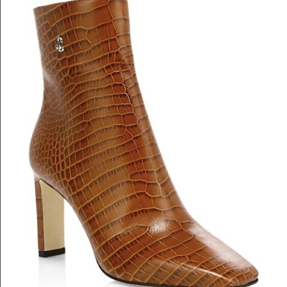 Jimmy Choo  Minori 85 mm Croc Printed Leather Boots Heels—NEW-size 10